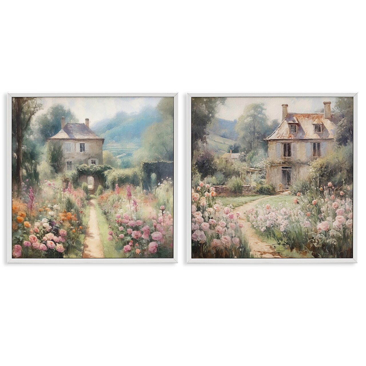 Stupell Industries Quaint French Country Garden 2 pc Framed Giclee Wall Art Set Design by RileyB